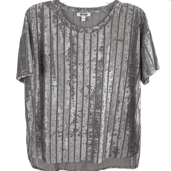 Express Tops - Express Blouse Top Shirt Crushed Velour Velvet Silver Gray Party Grunge Small